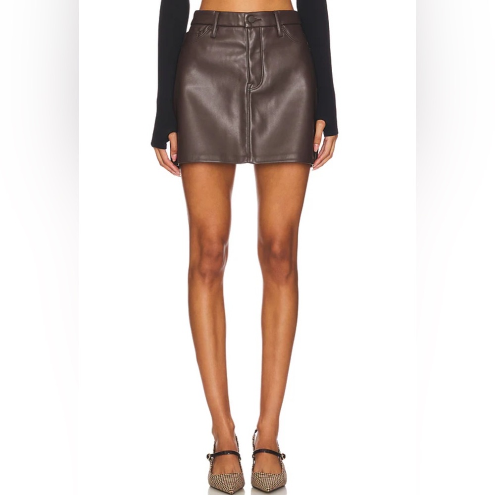 Good American Vegan Leather Mini Skirt, Bark, 14